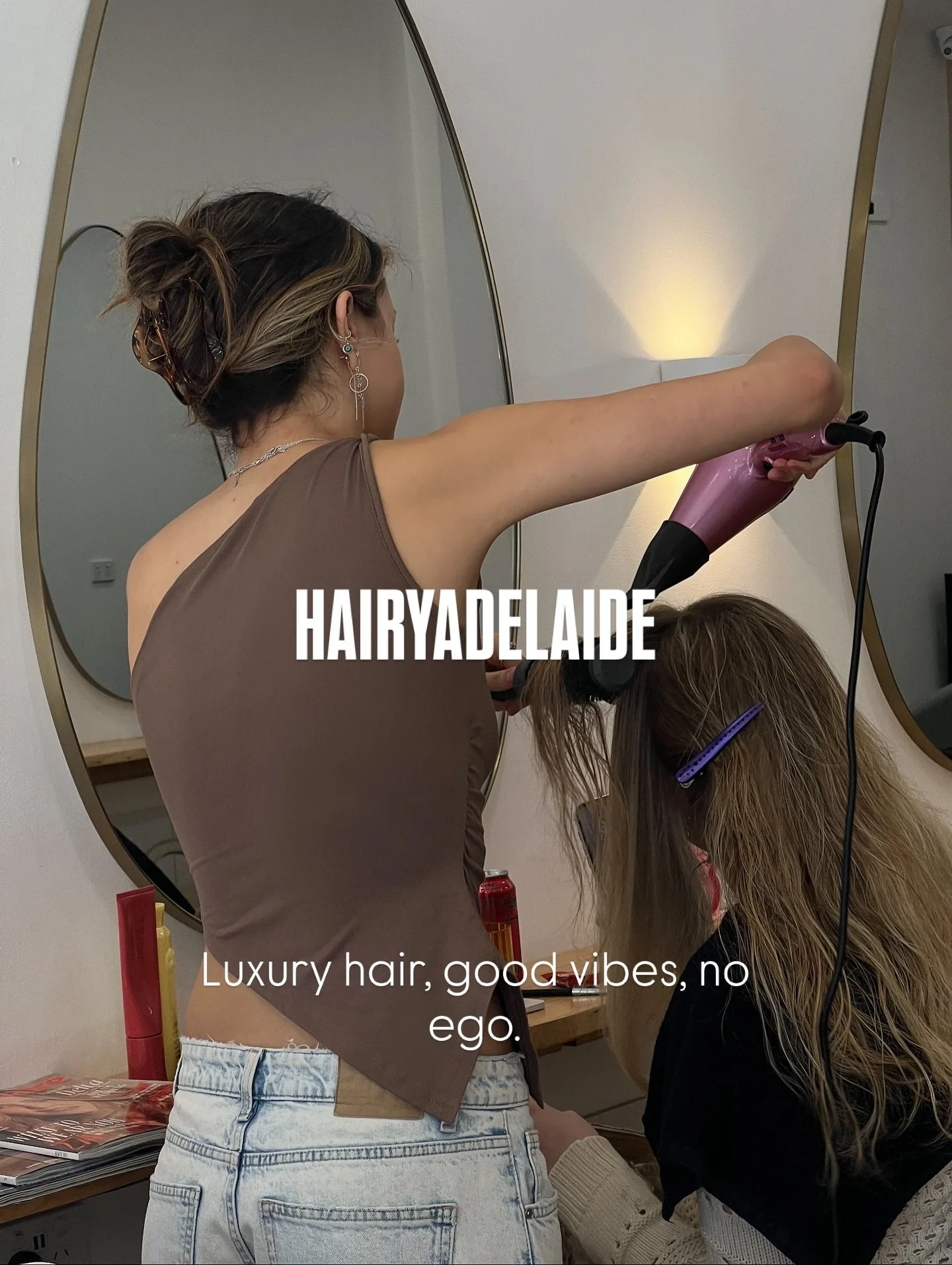 Luxury hair, good vibes, no ego ✨
From the moment you walk in, we want you to feel at home, sip on a tea (or margi 😉), relax, and let us do the rest. Our signature lived-in blondes and low-maintenance colours are tailored to you, designed to last, a