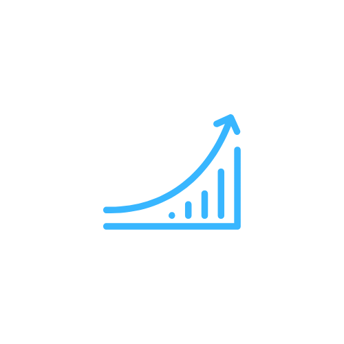 Blue upward trending graph icon on white background.  Accountant Bookkeeper Tax Agent in Condobolin Parkes Forbes Central West Mid North Coast Kempsey South West Rocks Crescent head Port Macquarie Coffs Harbour