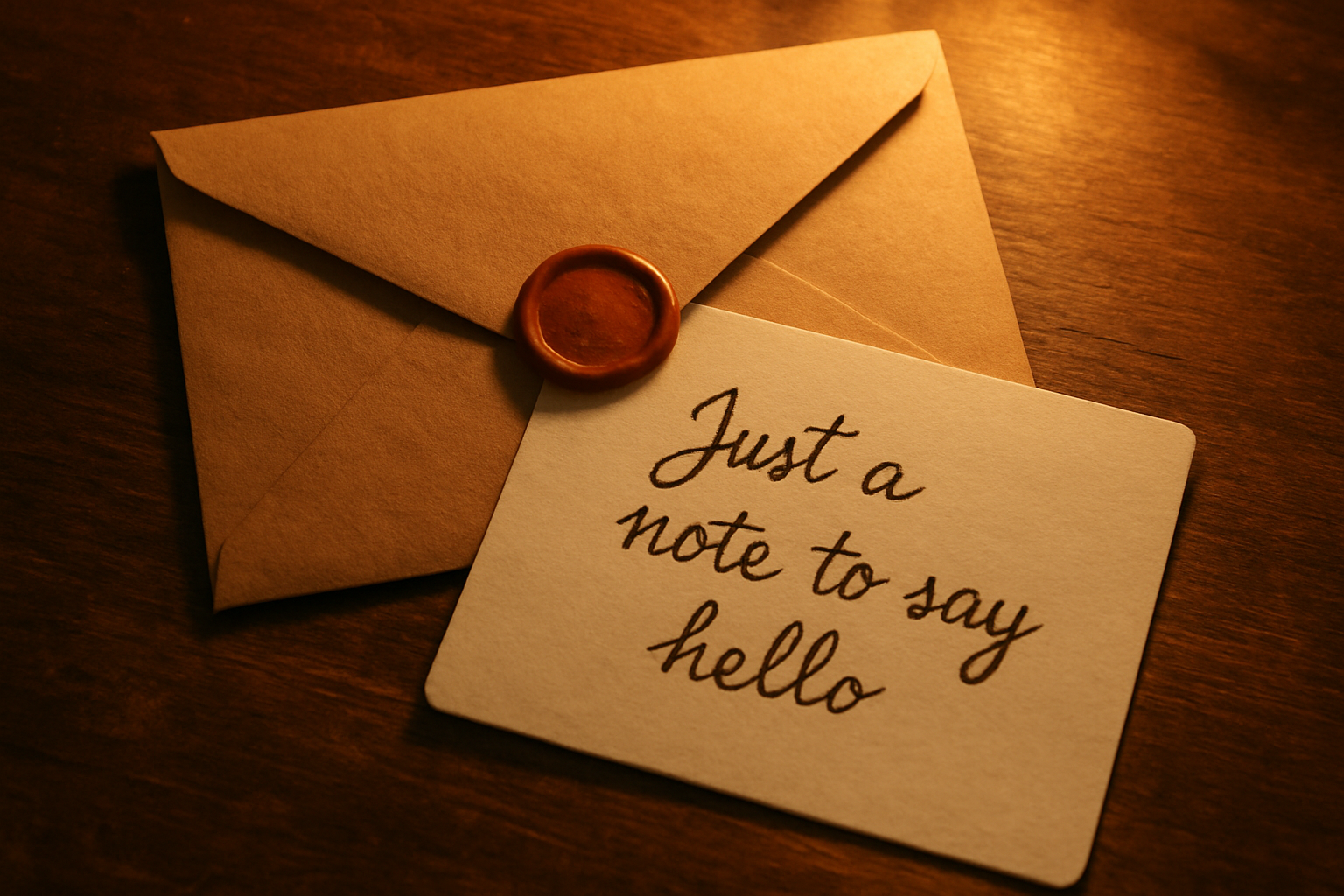 A warm, softly lit scene featuring a handwritten letter peeking out of a sealed envelope, symbolizing personal connection and heartfelt moments.