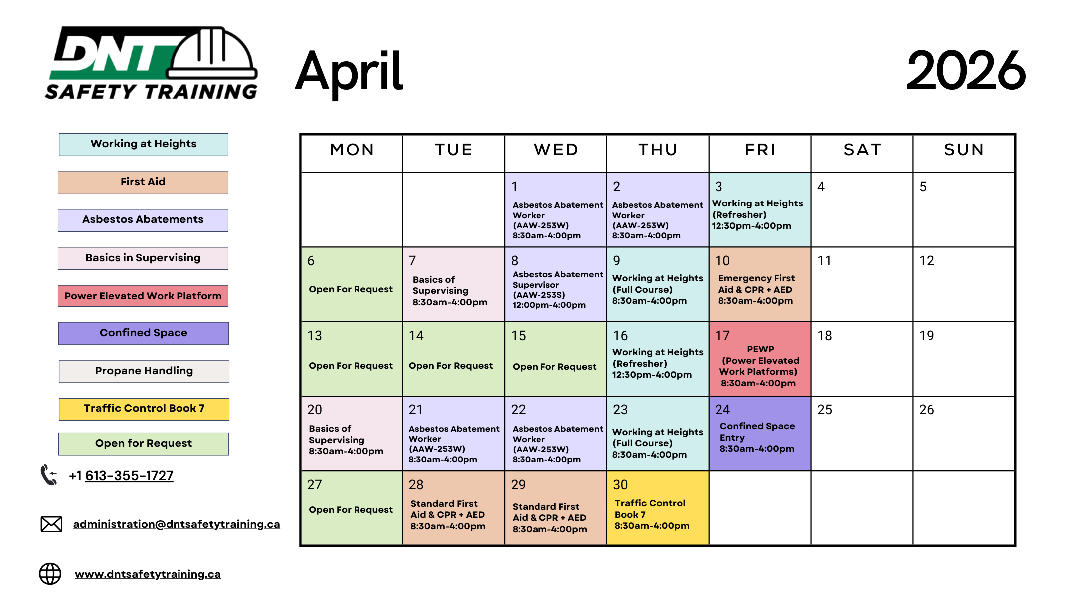 Safety Courses, Ottawa Safety Courses, Ottawa Courses, Working at Heights Courses, National Capital Region