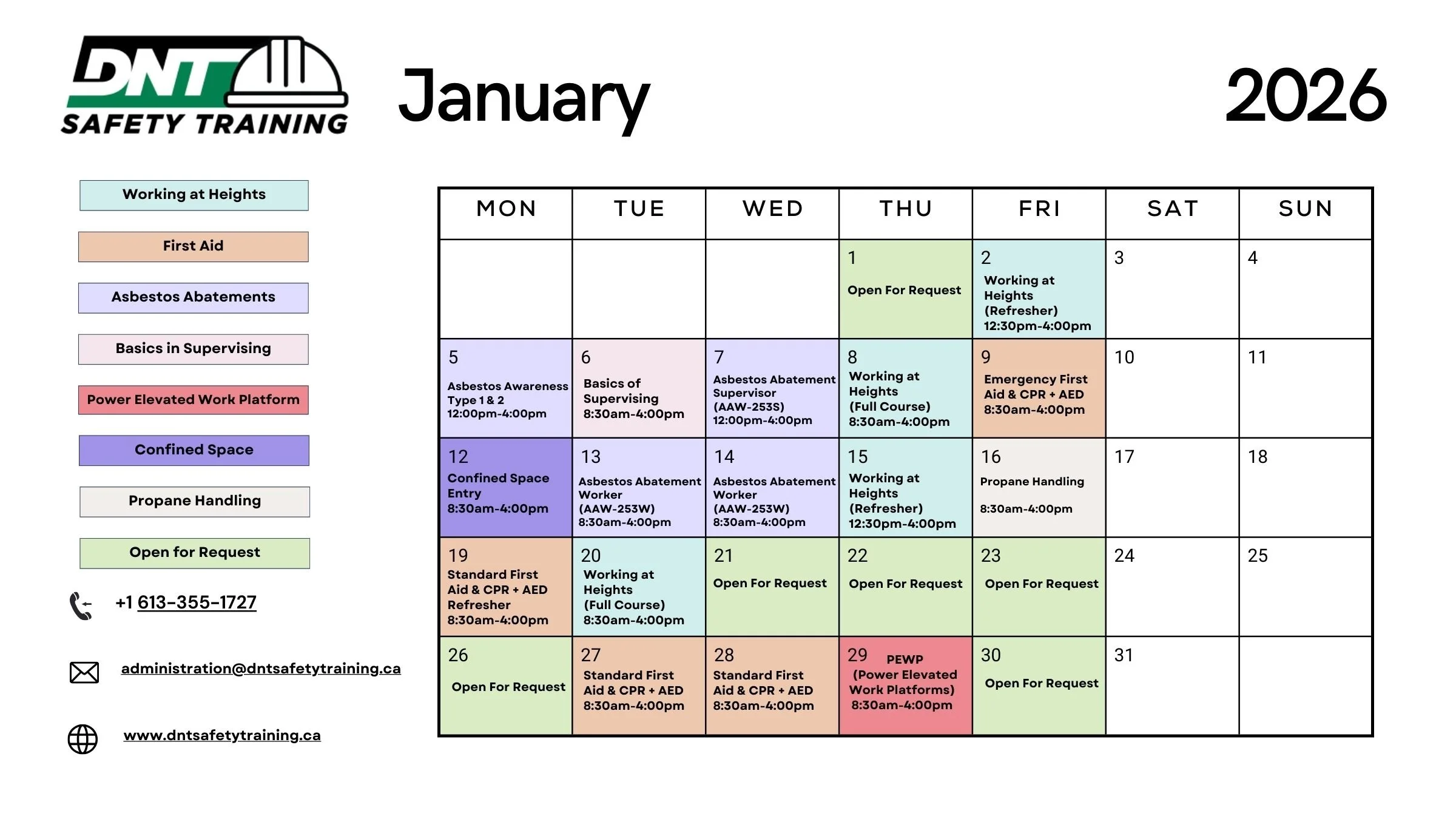 Safety Courses, Ottawa Safety Courses, Ottawa Courses, Working at Heights Courses, First Aid,