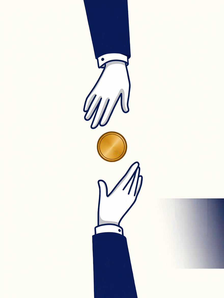 Two hands exchanging a gold coin, illustrating haggling and value-claiming in negotiation