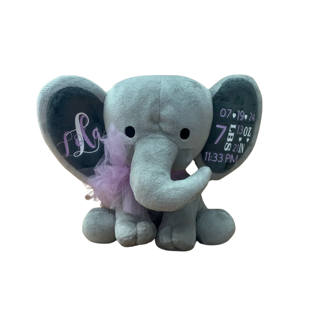 Personalized Elephant Plush for Newborns – Baby Shower & New Baby Gift