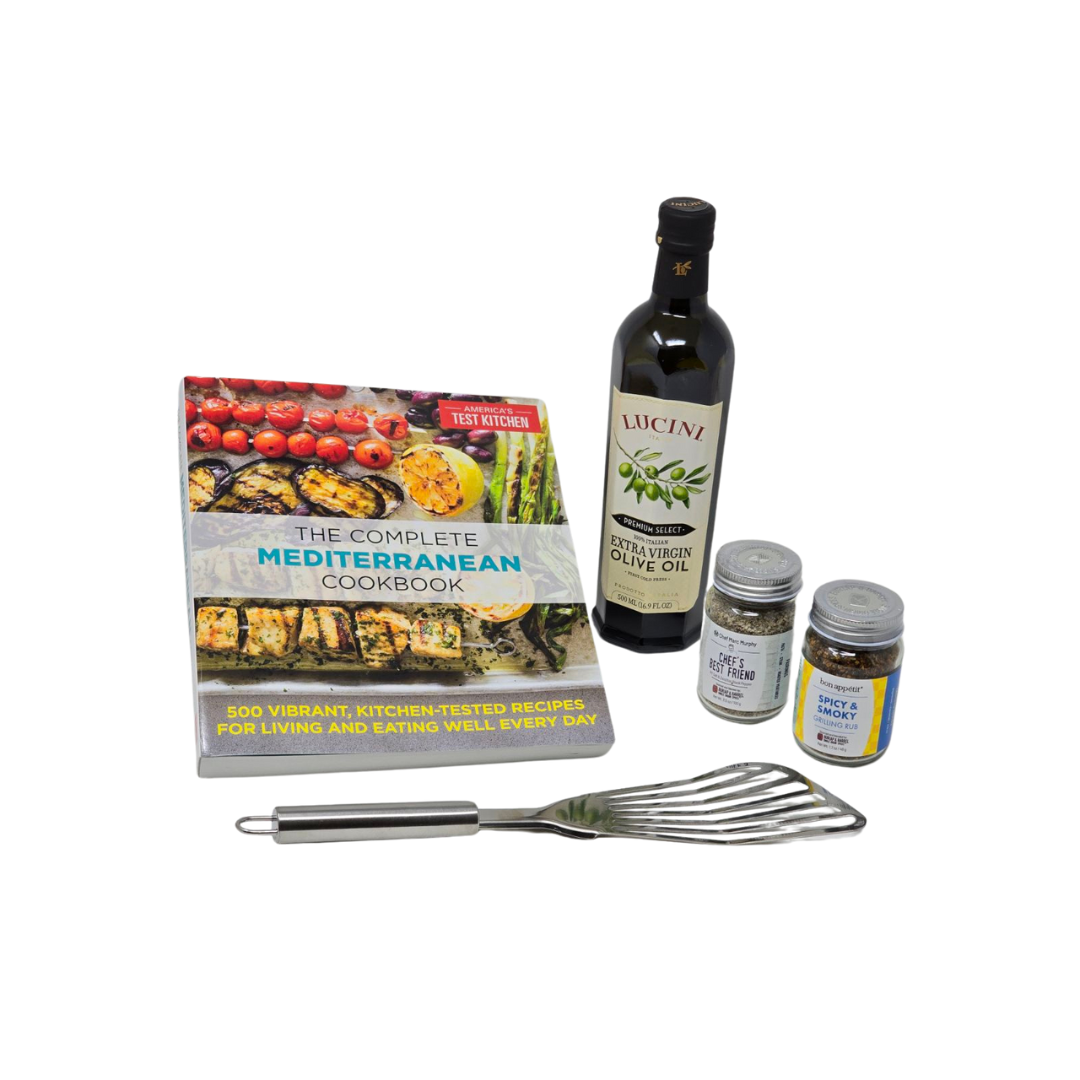 Mediterranean Grilling Gift Box with BBQ Cookbook, Olive Oil & Gourmet Spices