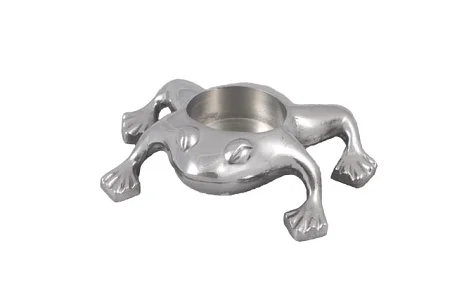 Small frog-shaped votive holder designed for tealight candles and whimsical home décor styling