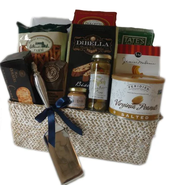 Sweet and savory gourmet snack assortment with mixed treats arranged for entertaining, gifting, or hostess occasions