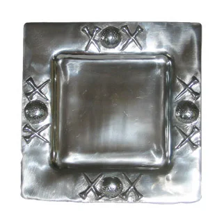 Square golf-themed aluminum serving platter with golf course artwork, designed for entertaining, golf parties, and gifts for golf enthusiasts.