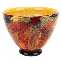 Murano-style decorative art glass bowl with colorful handcrafted design for tabletop or home décor display