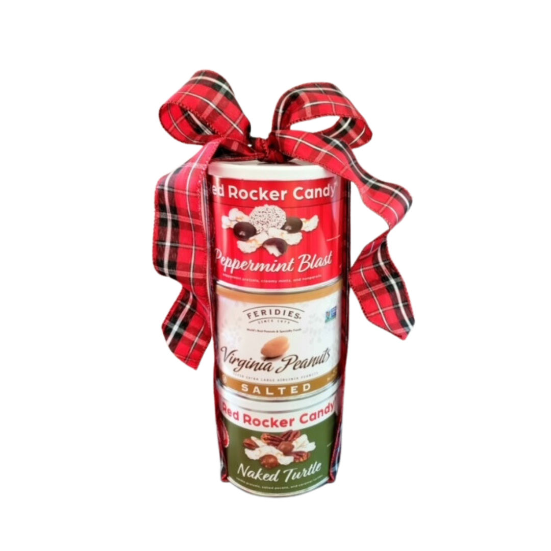 Holiday Merci Beaucoup gift basket featuring gourmet seasonal treats and festive snacks, beautifully packaged as a thoughtful holiday thank you gift for friends, family, clients, and coworkers.