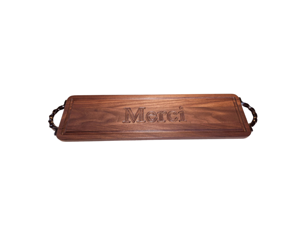 Walnut Appetizer Serving Tray with Handles #2