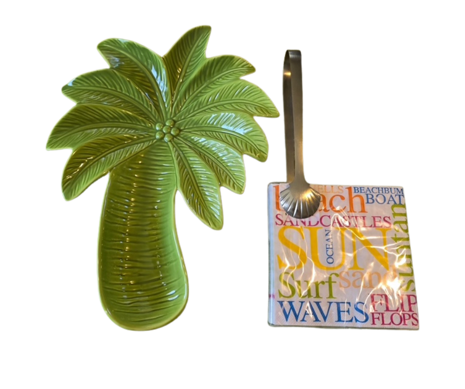 Beach Hostess Gift Trio – Pineapple Server, Shell Tongs & Cocktail Napkins
