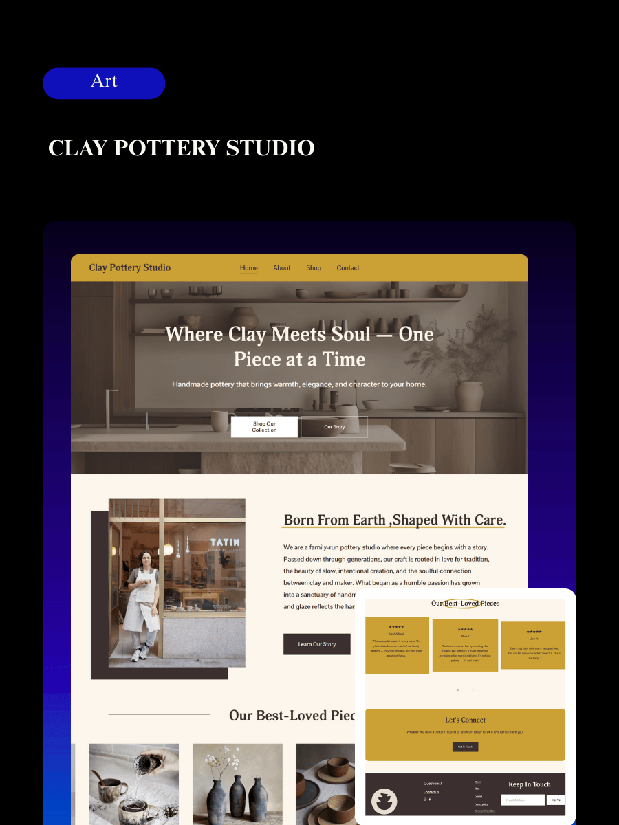 Clay Pottery Studio logo — eCommerce Squarespace website designed by Toronto Squarespace web designer Ankush Goyat