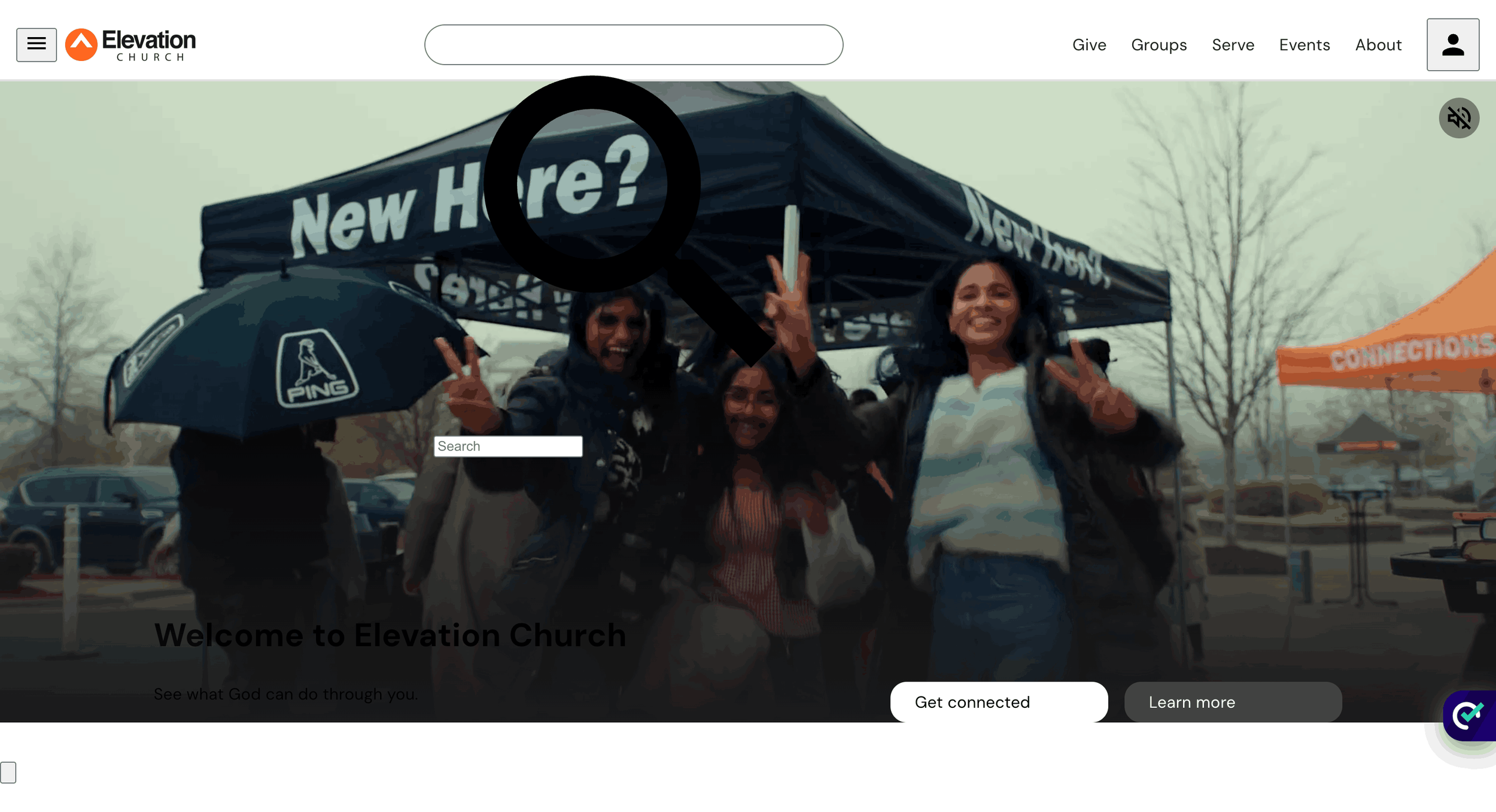 Digital ministry design example with video content, bold visuals, and modern homepage layout
