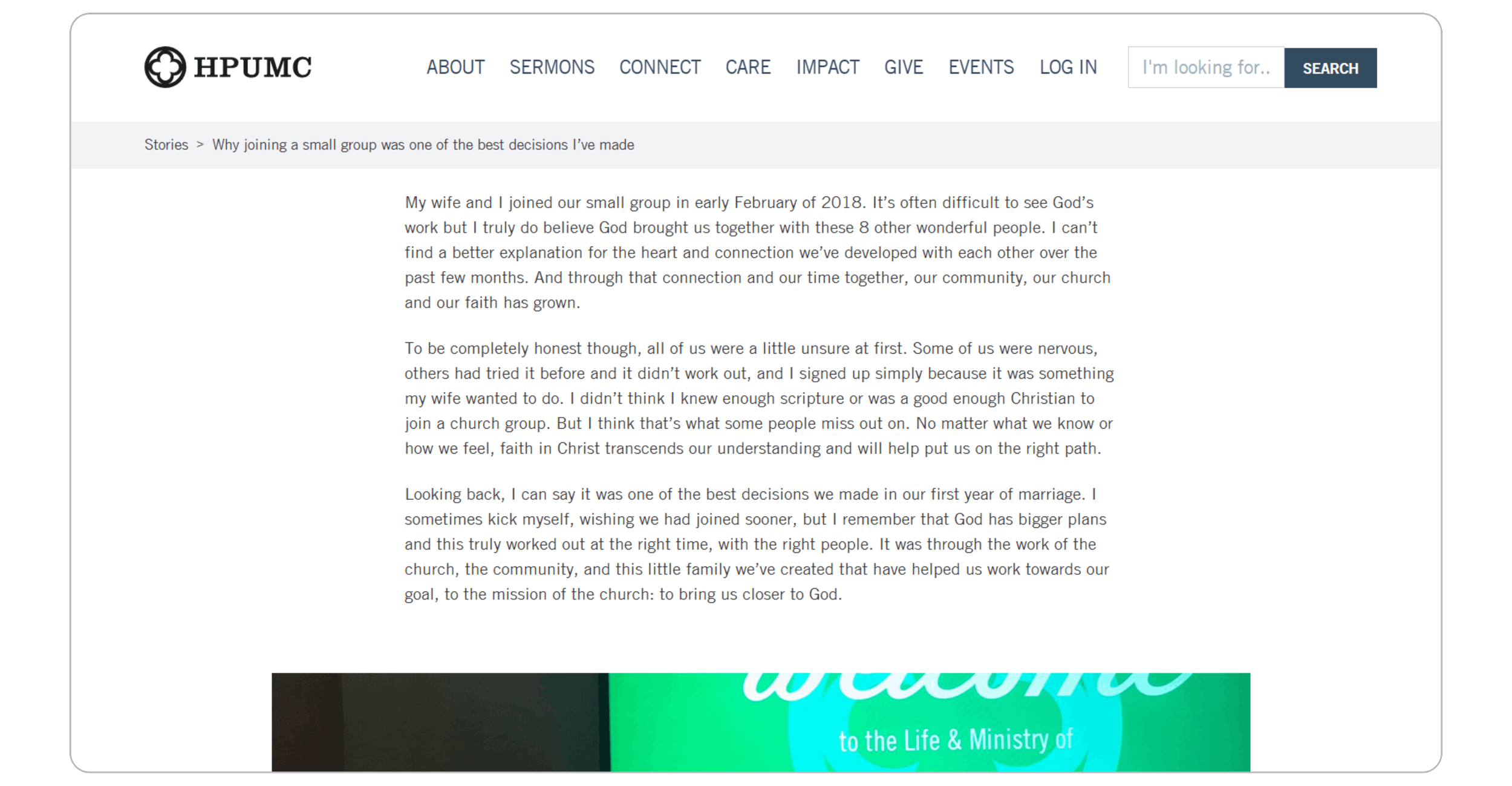 real testimony story shared on a church blog website
