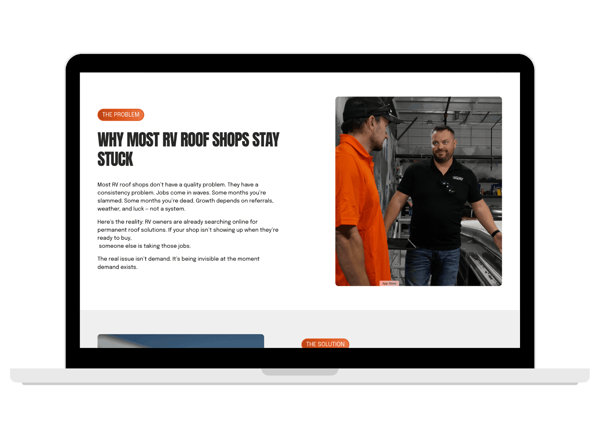 RV advertising service packages displayed on The RV Ad Guy website laptop mockup