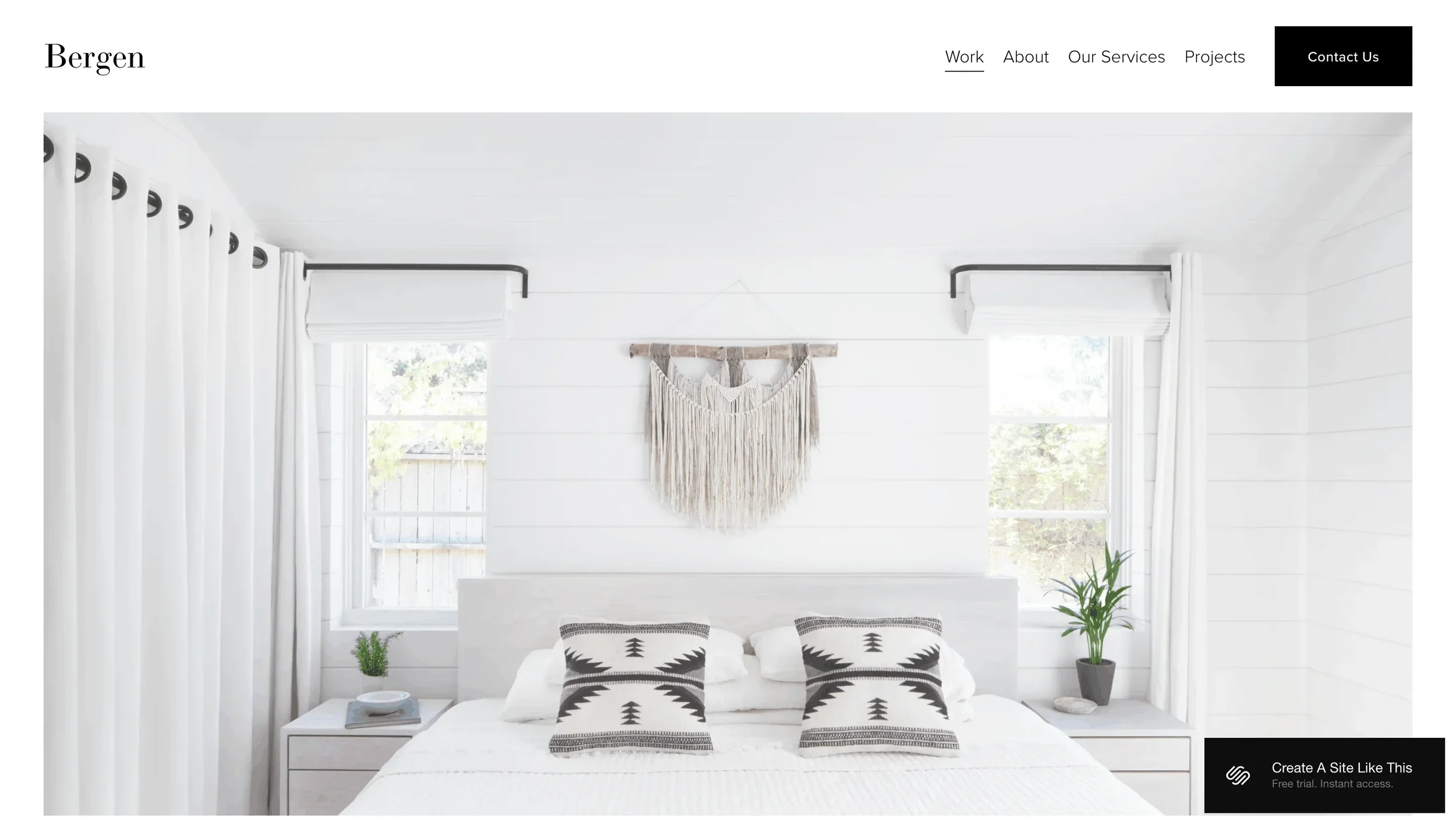 Bergen Squarespace template showcasing residential and commercial design projects.