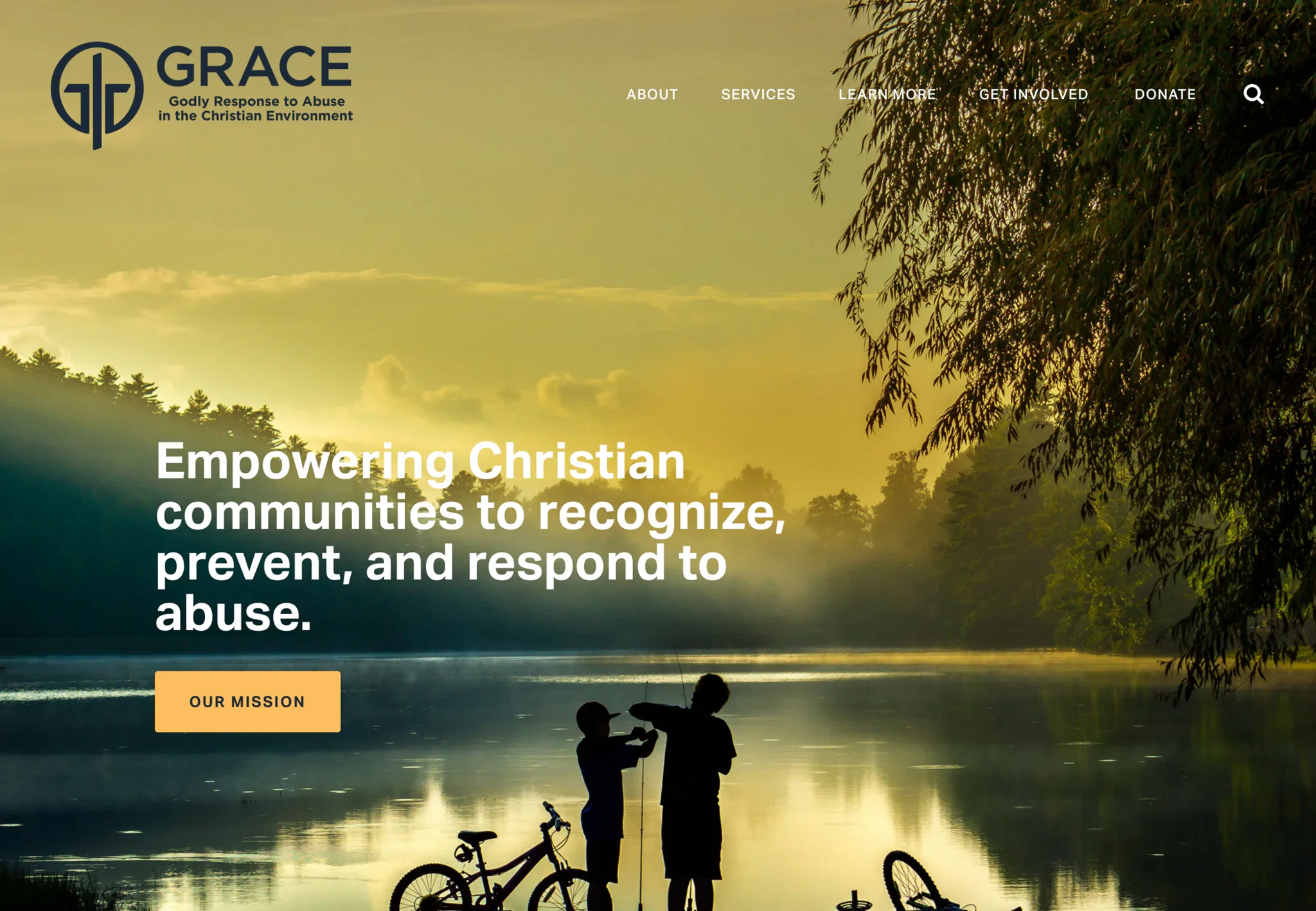 Grace ministry Squarespace church website homepage with clean and calming design