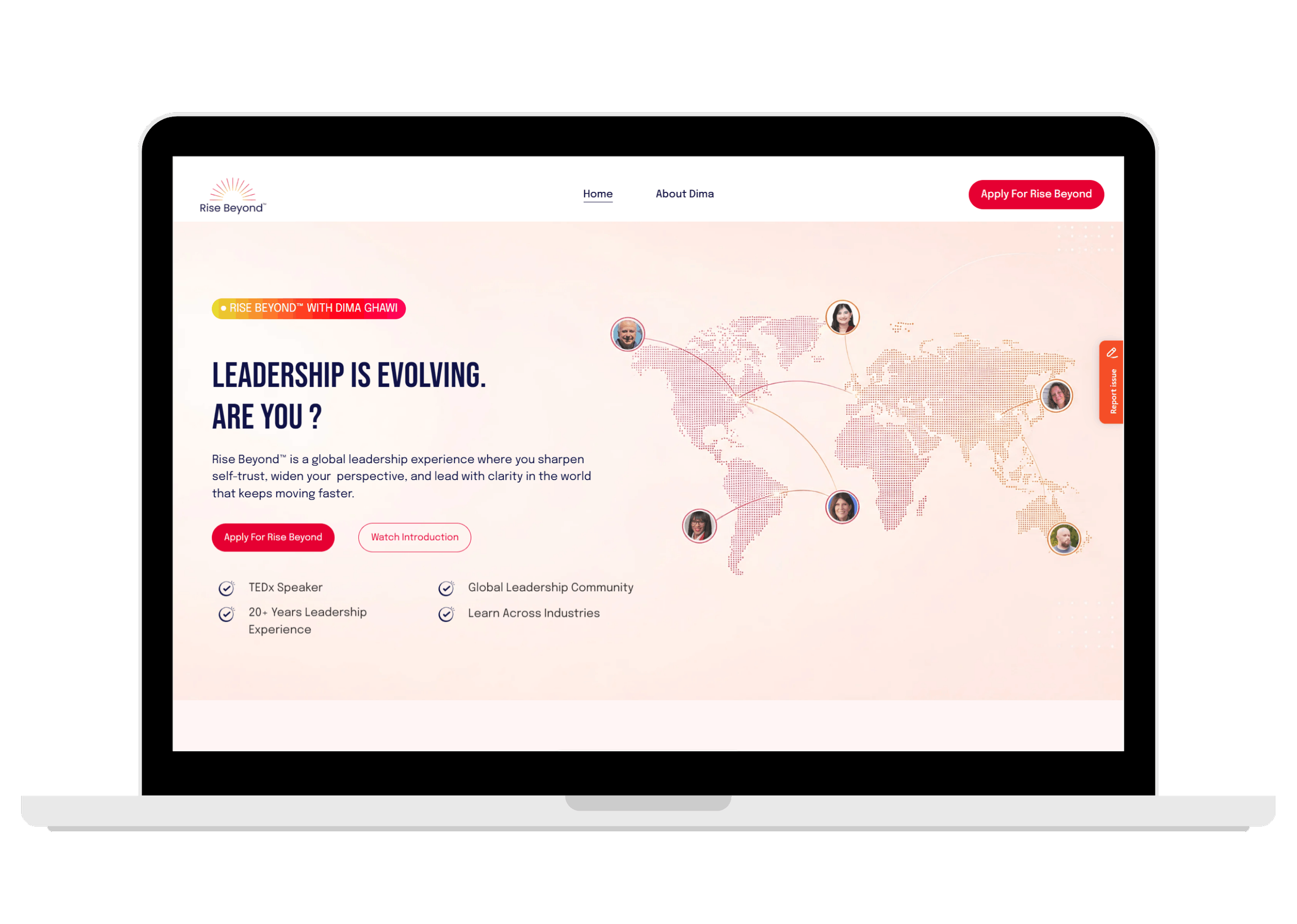 Rise Beyond leadership website laptop mockup designed in Squarespace for executive coaching, leadership development, and personal brand growth by Web Goyat