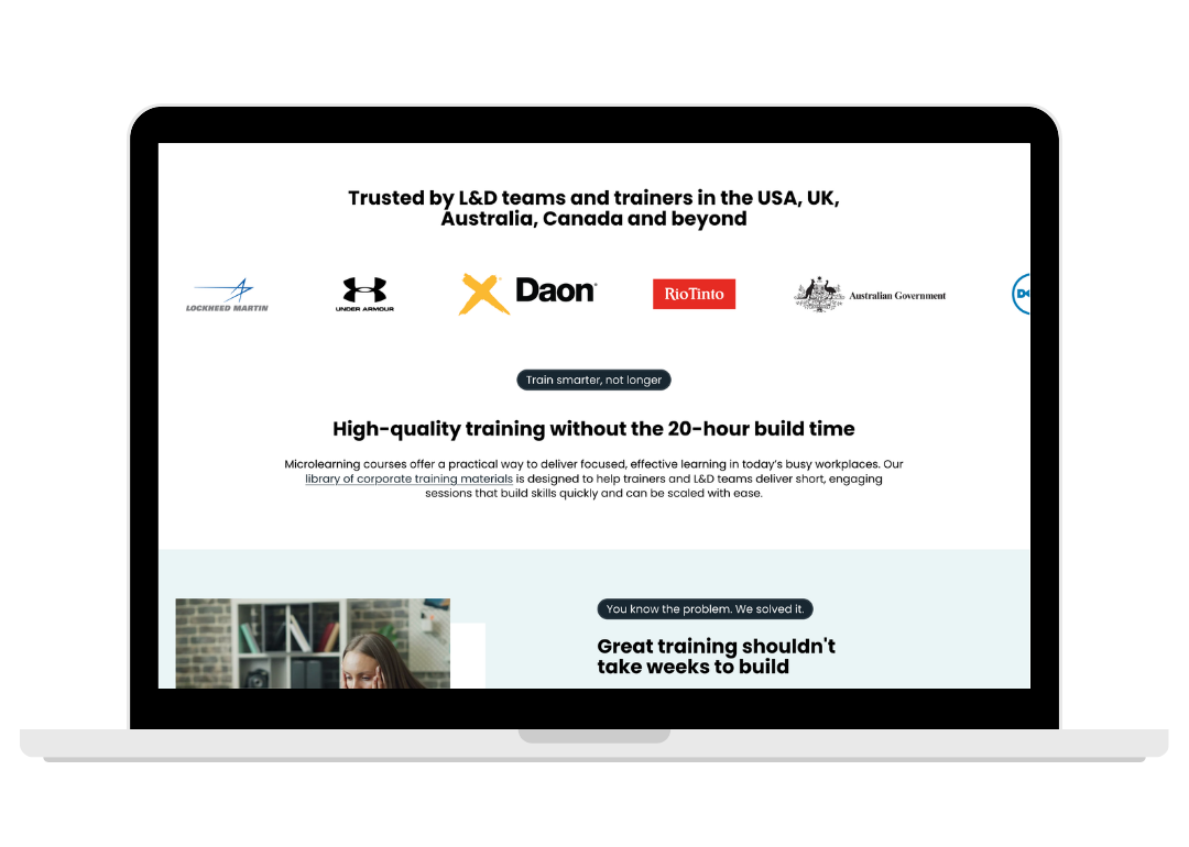 Just Ninety training course platform displayed on a laptop
