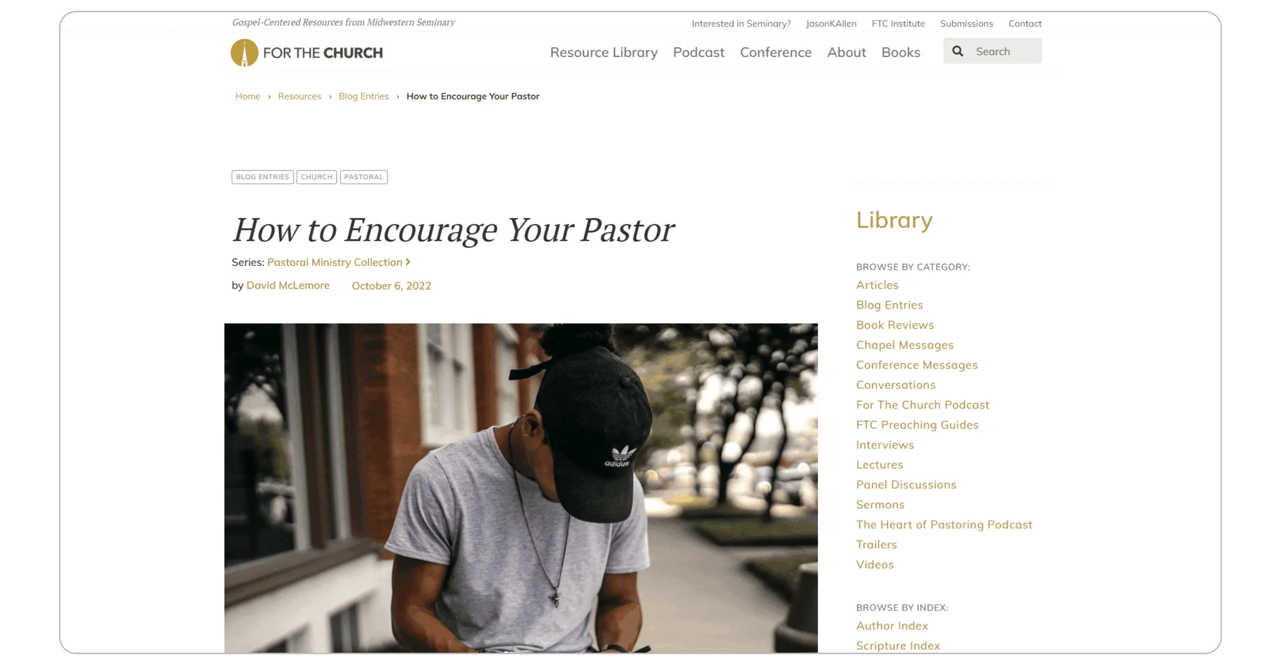 video ministry content embedded in a church blog post