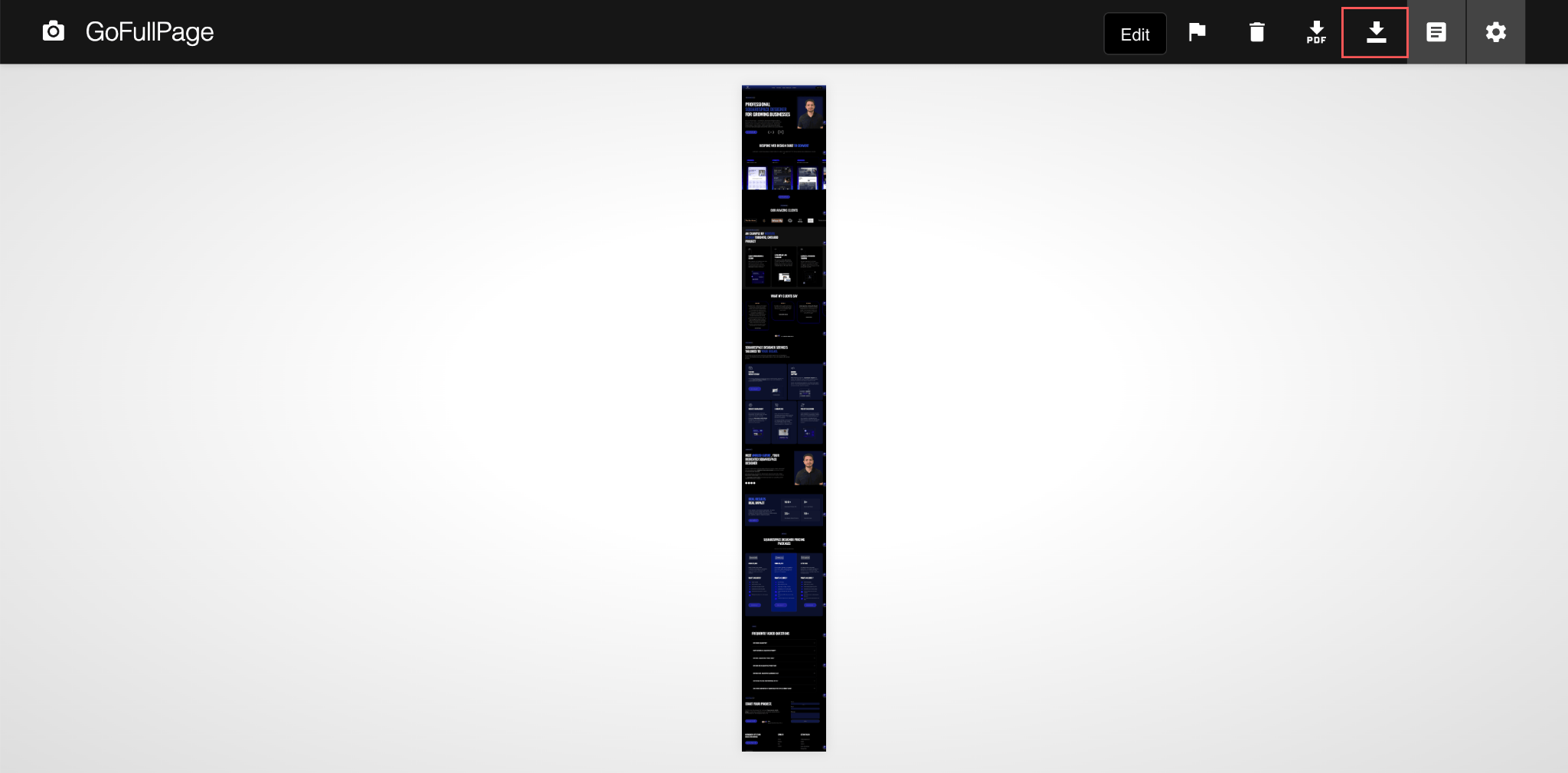 download full page screenshot as PNG JPG or PDF using GoFullPage