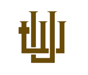 Gold stylized religious symbol on a black background