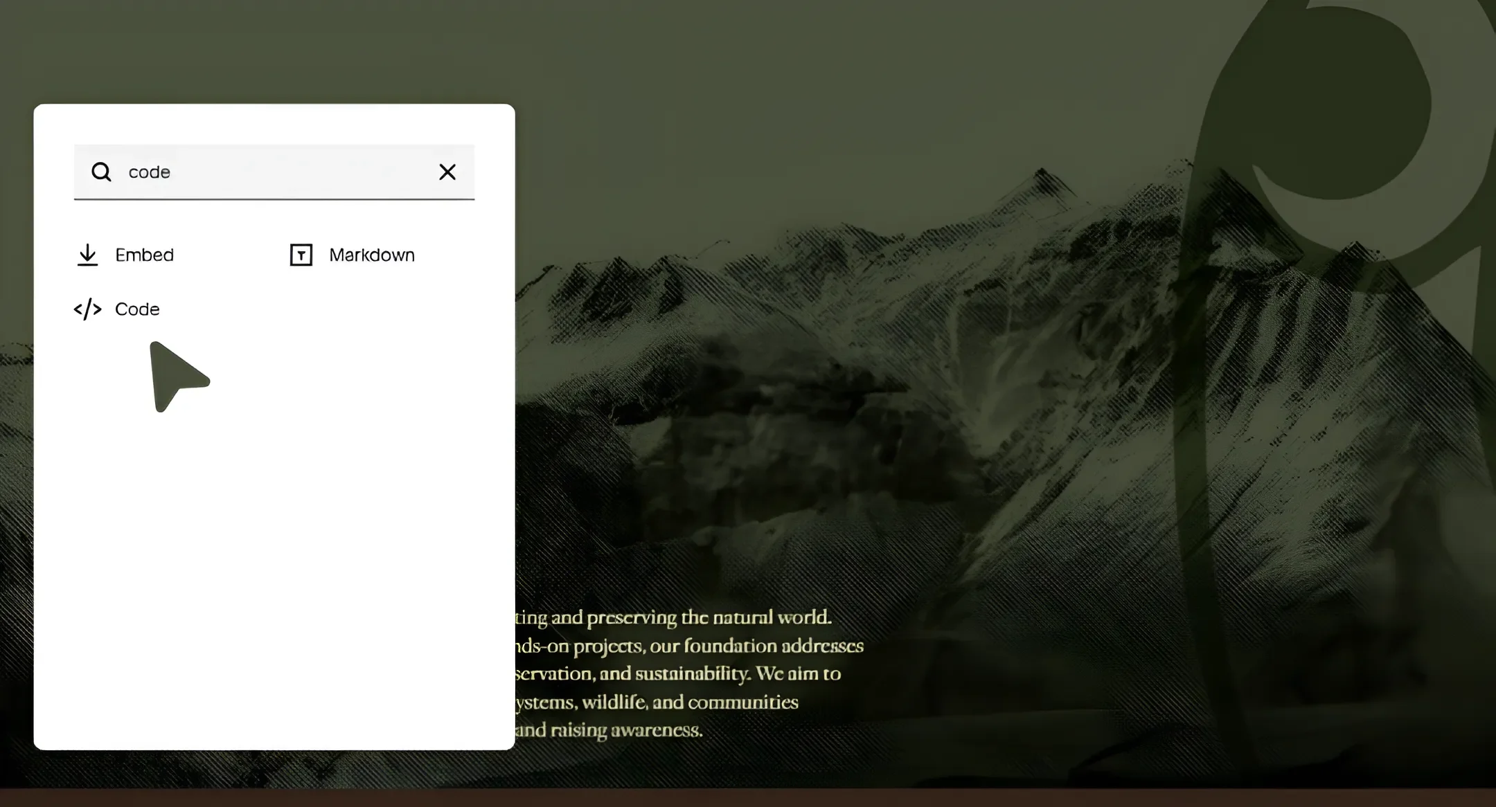 Adding a Code Block in Squarespace to create a vertical line