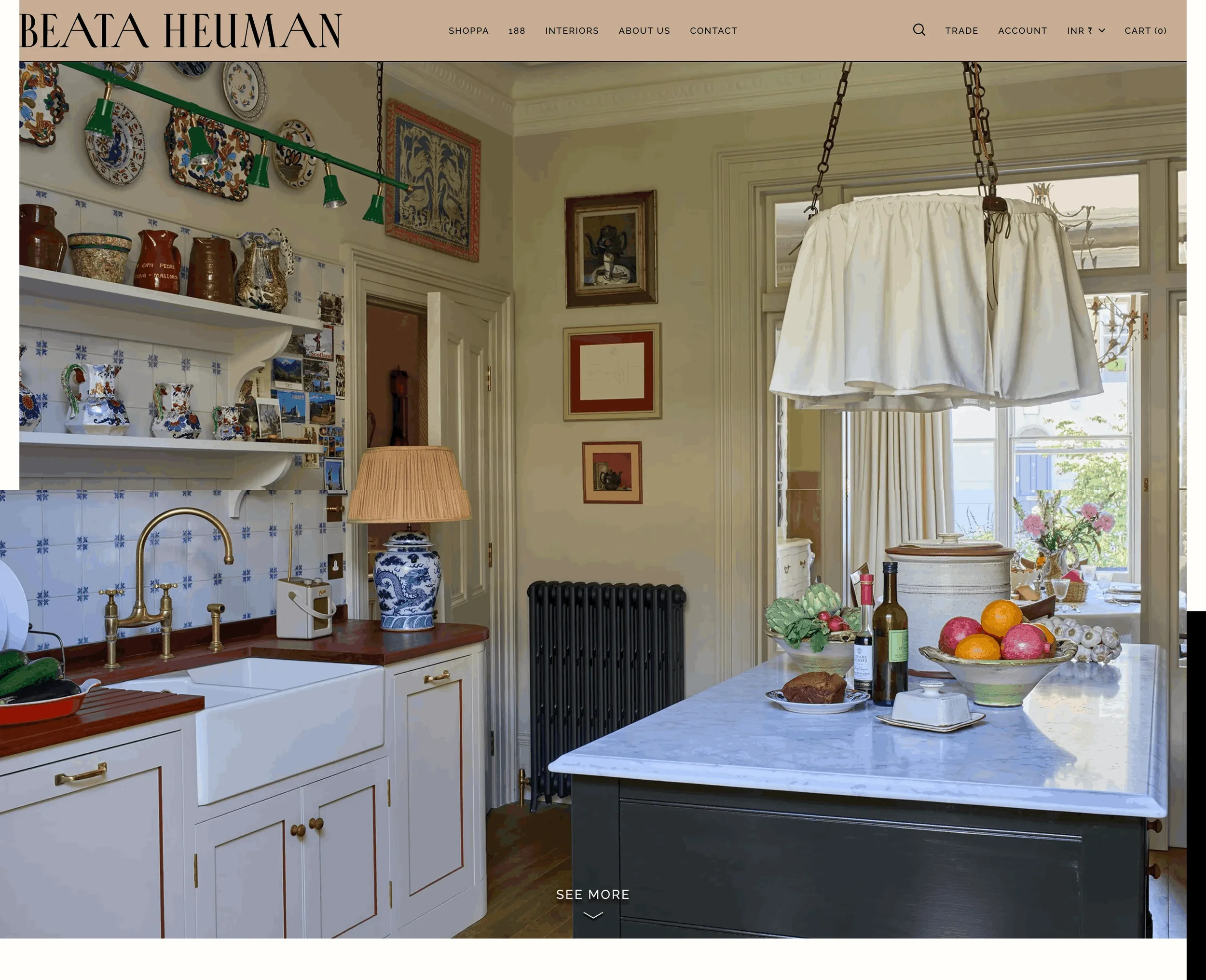 Beata Heuman website featuring playful interior design and the Shoppa collection.