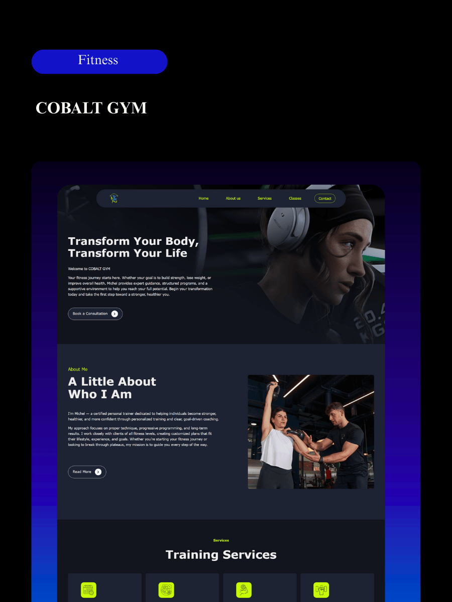 Cobalt Gym logo — fitness website design project on Squarespace by Toronto web designer Ankush Goyat