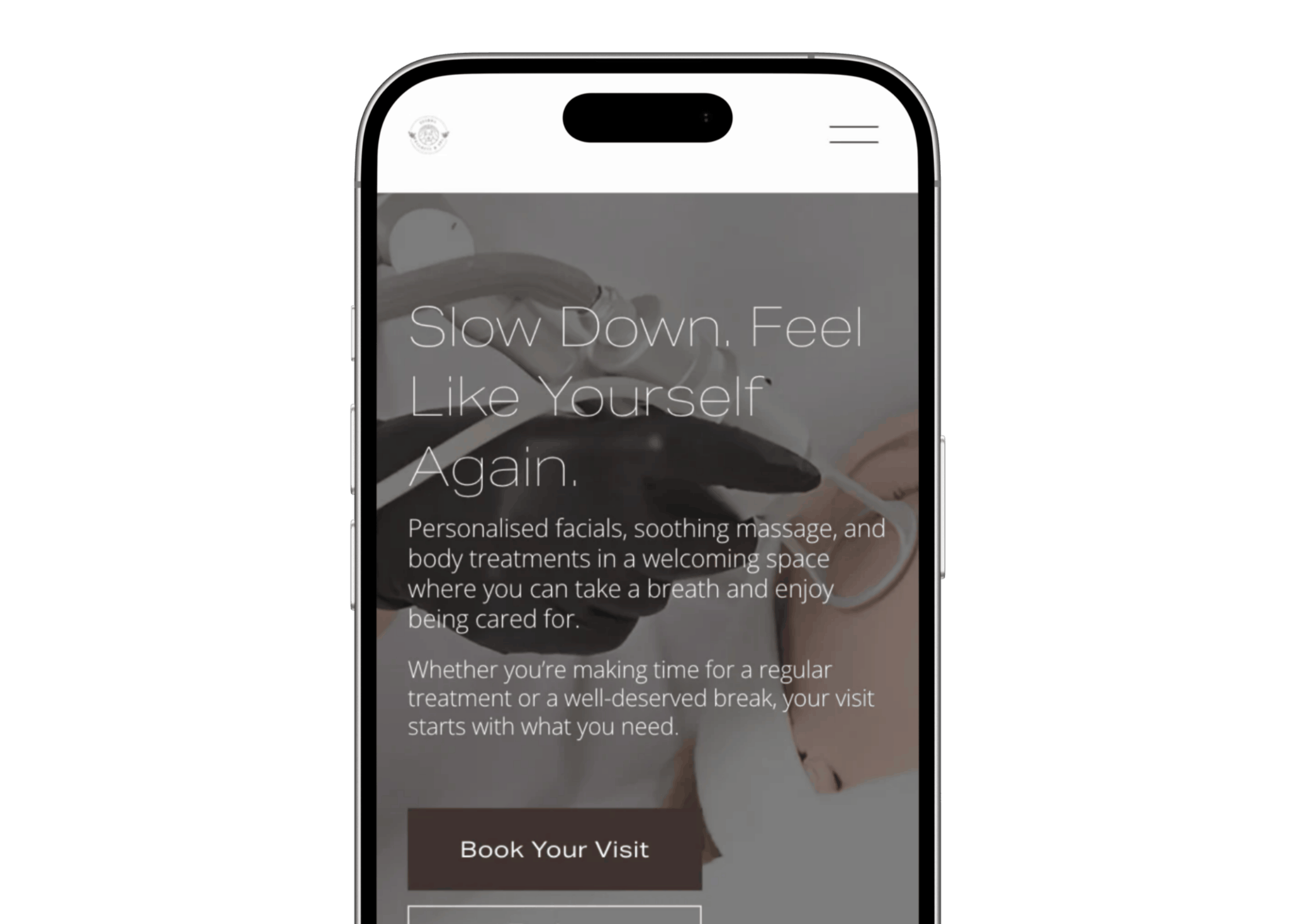 Mobile view of the Serena Wellness & Spa Squarespace website