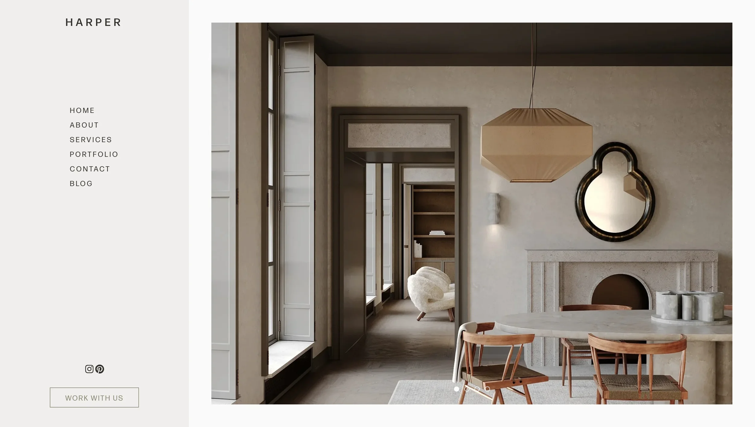 Harper Squarespace template featuring interior design galleries and clear calls to action.
