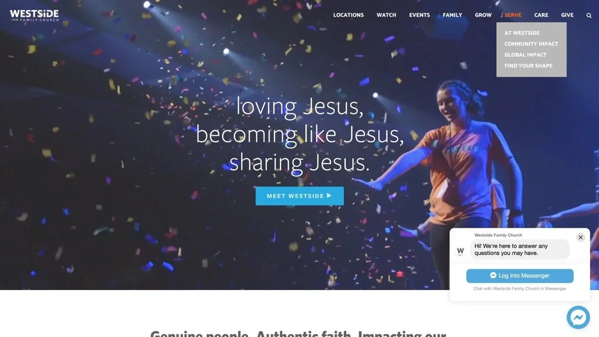 Westside Family Church family ministry website example and church website sample