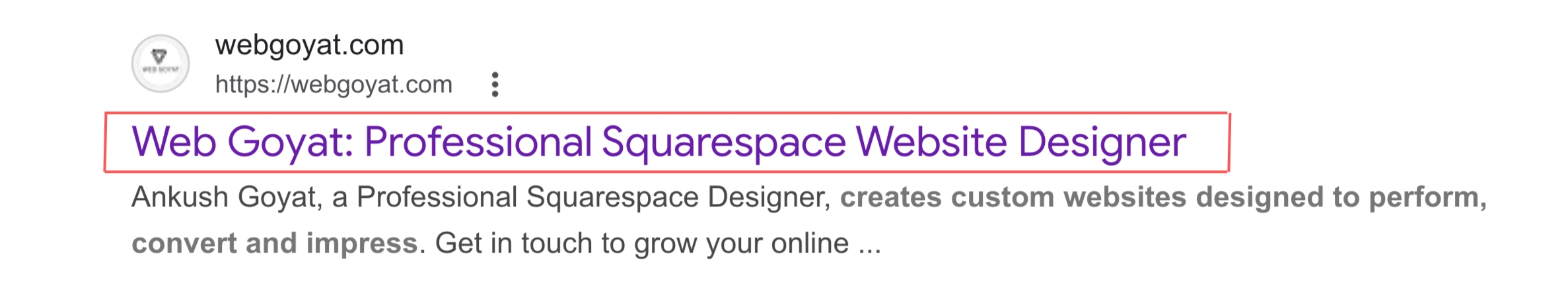 Squarespace site title appearing in Google search results and browser tab