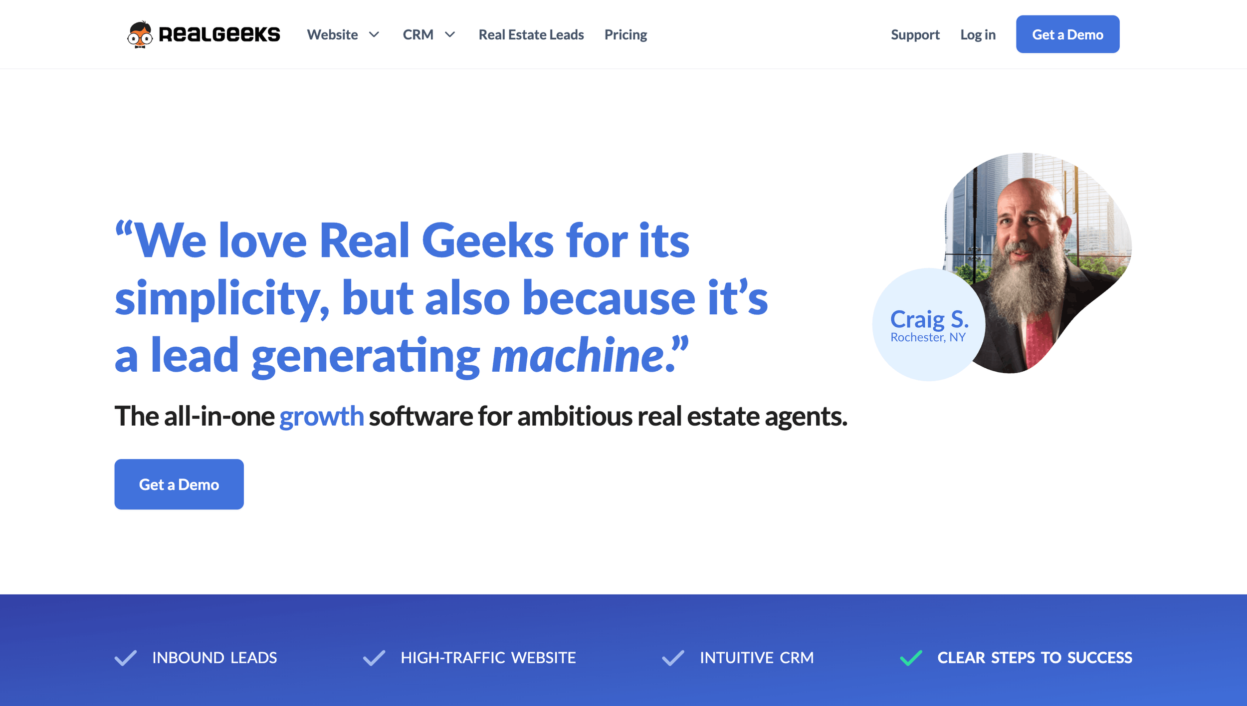 Real Geeks IDX real estate website dashboard