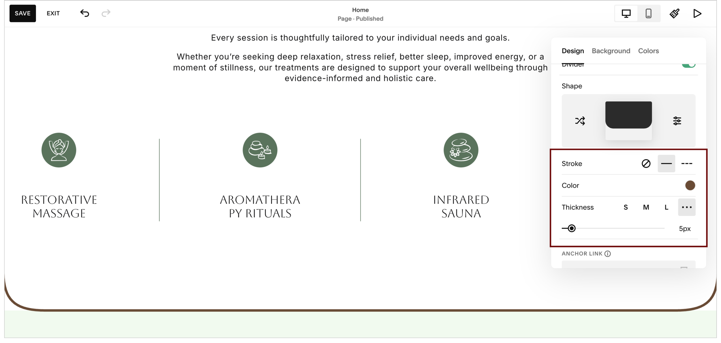 Customize Squarespace section borders with stroke settings