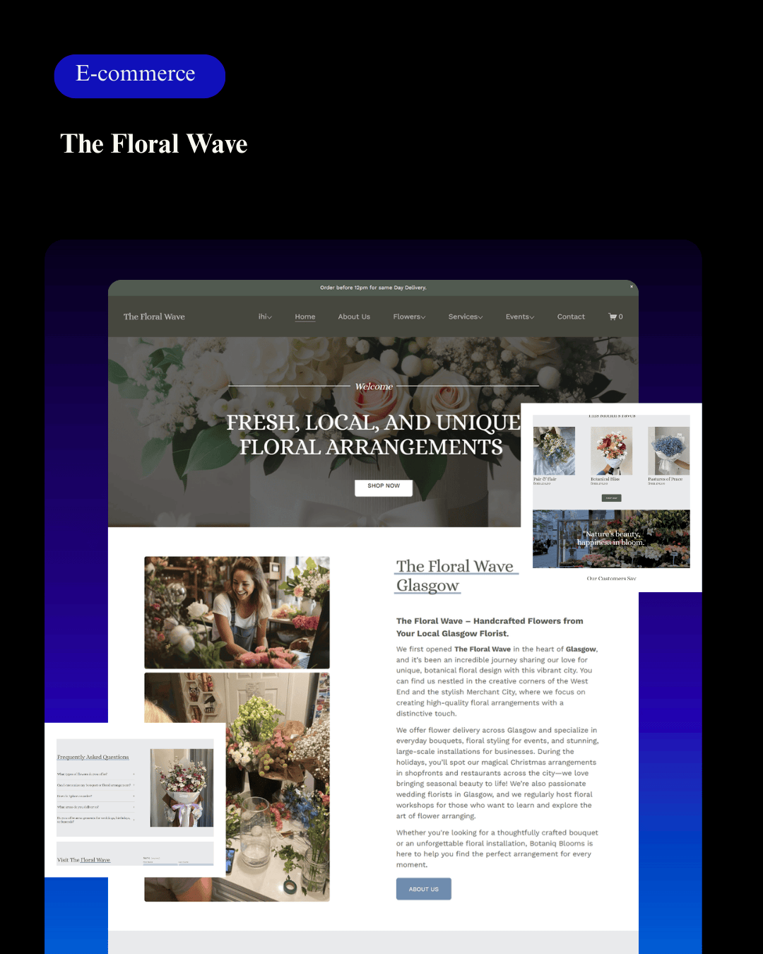 The Floral Wave logo — custom Squarespace eCommerce website for Toronto-based flower shop designed by Ankush Goyat