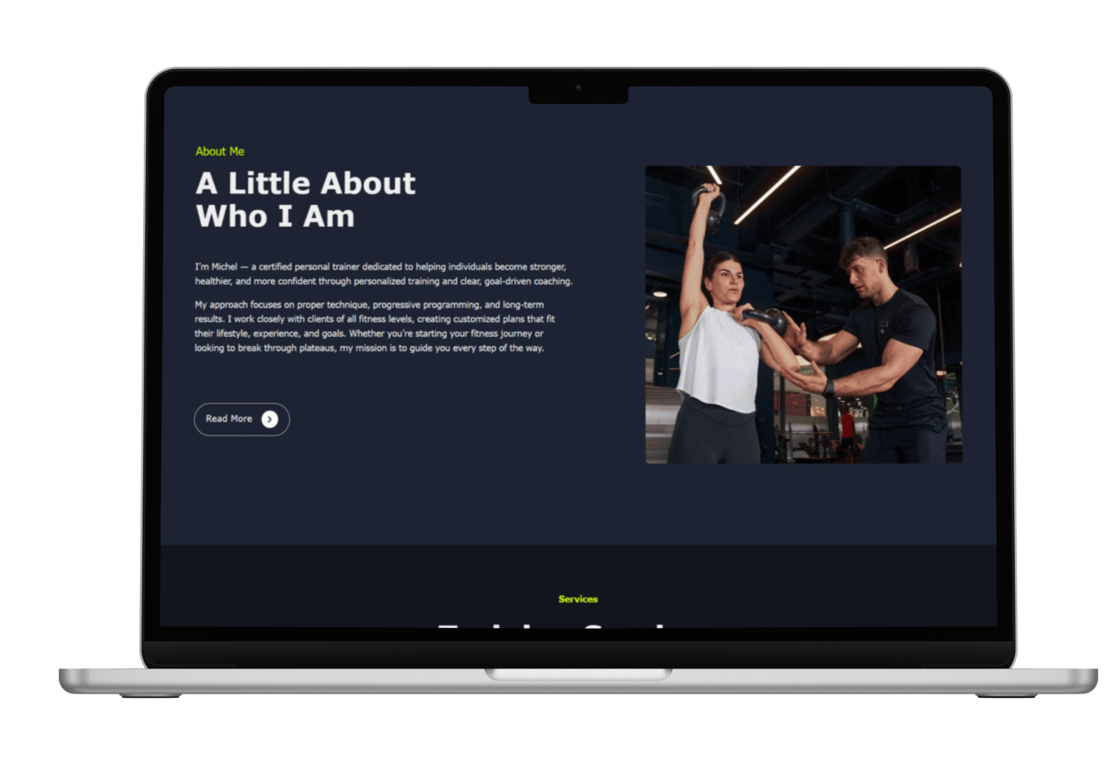 Cobalt Gym personal training website displayed on a laptop