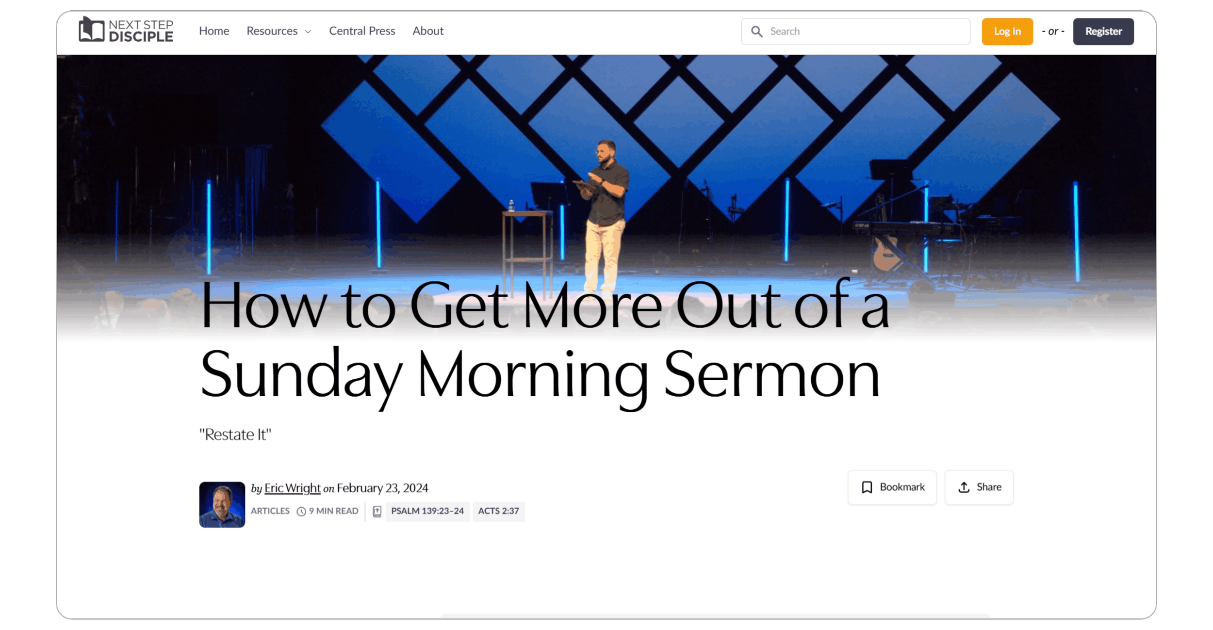 sermon reflection article on a church blog website