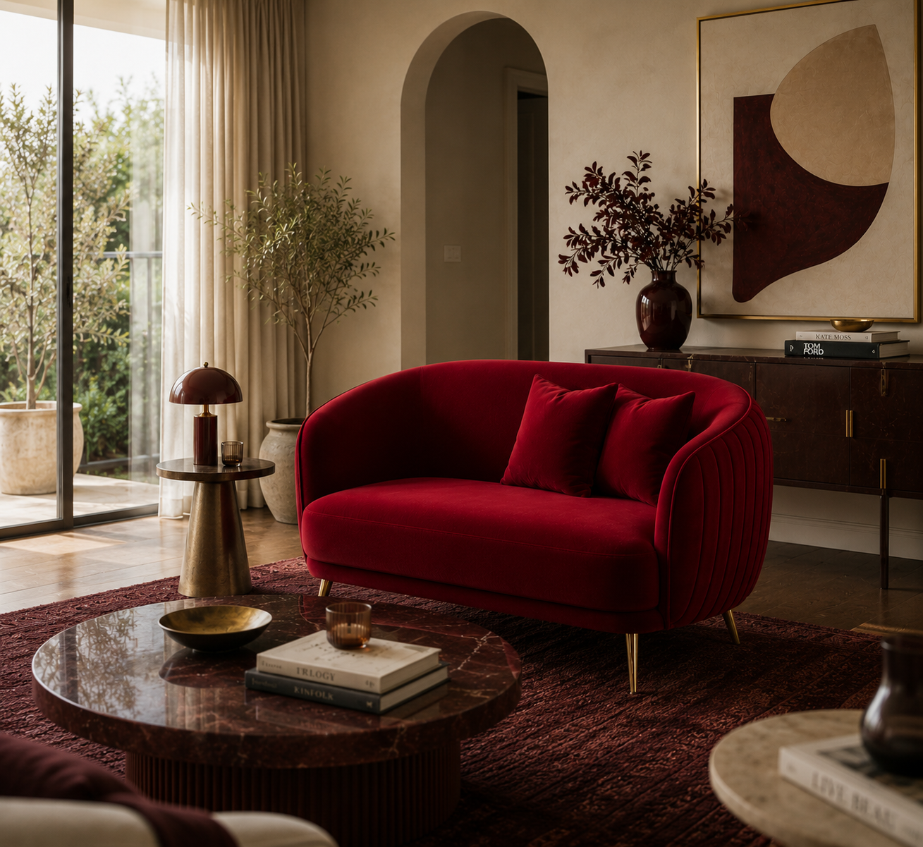 Origin 2 Seater Velvet Sofa - Red