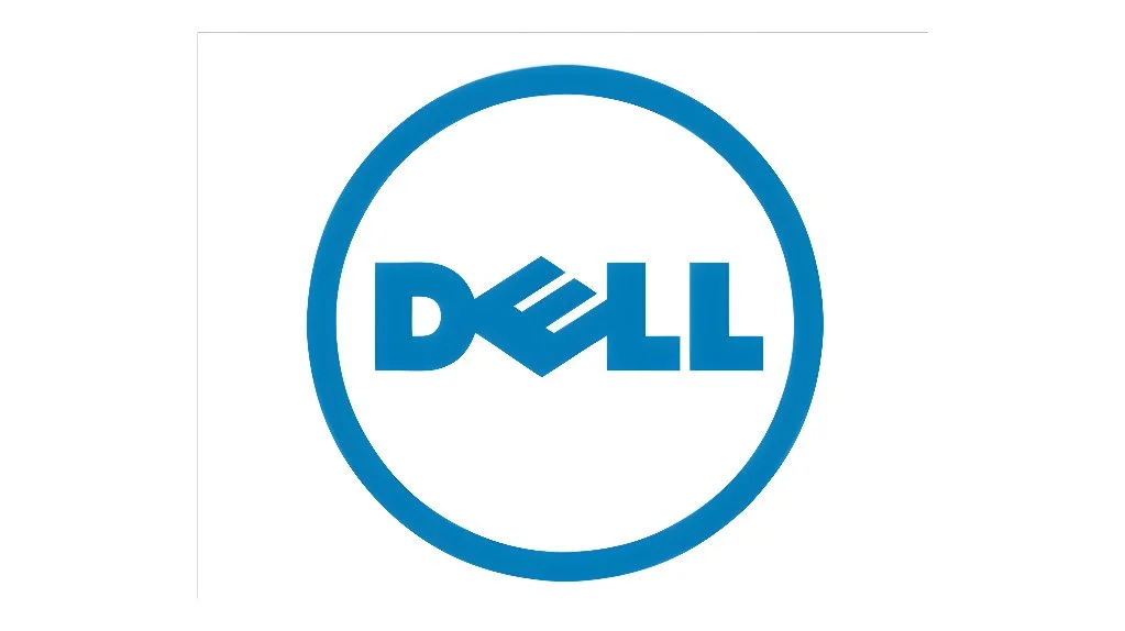 Dell logo with blue text inside a blue circle on a white background.