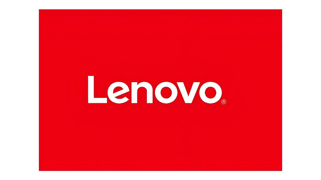 Red background with white Lenovo logo in the center.