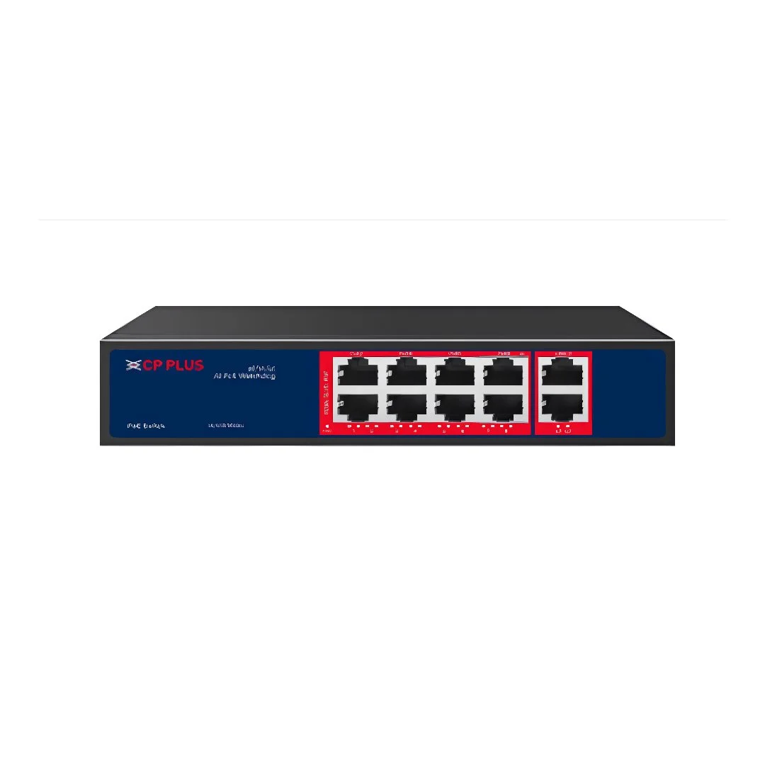 CP PLUS 8+2 Port Fast Ethernet 1 Gigabyte Switch with 8 PoE CP-ANW-HP8H2-96