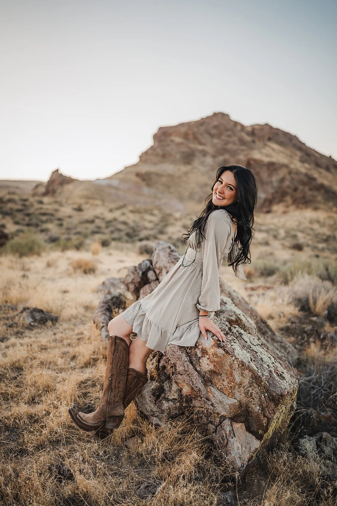 Meridian senior photographer captures high school girl posing inside a vintage blue truck — Kim Starkey Photography, Treasure Valley Idaho