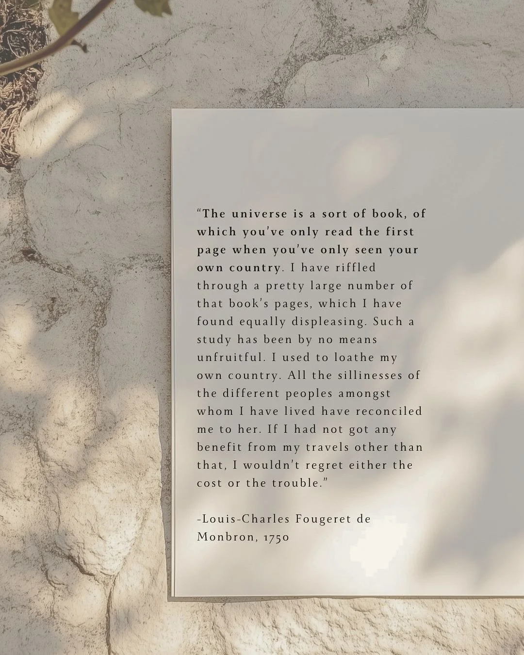 Today&rsquo;s visual quote (swipe for the original French version), was written in 1750 by French writer Louis-Charles Fougeret de Monbron published &ldquo;Le Cosmopolite, ou le Citoyen du Monde&rdquo; (&ldquo;The Cosmopolitan, or the Citizen of the 