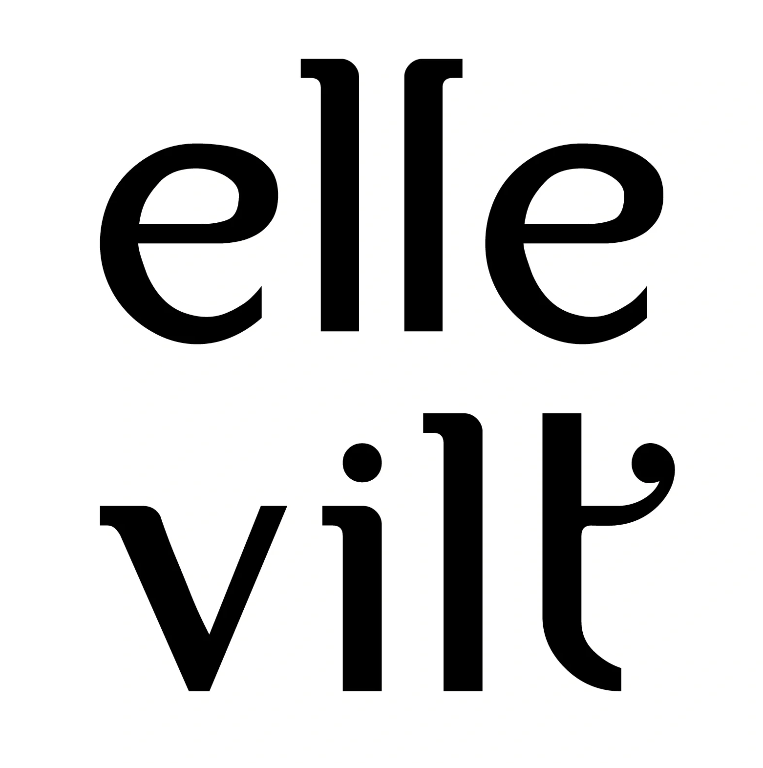 The phrase 'elle vit' written in large black text on a white background