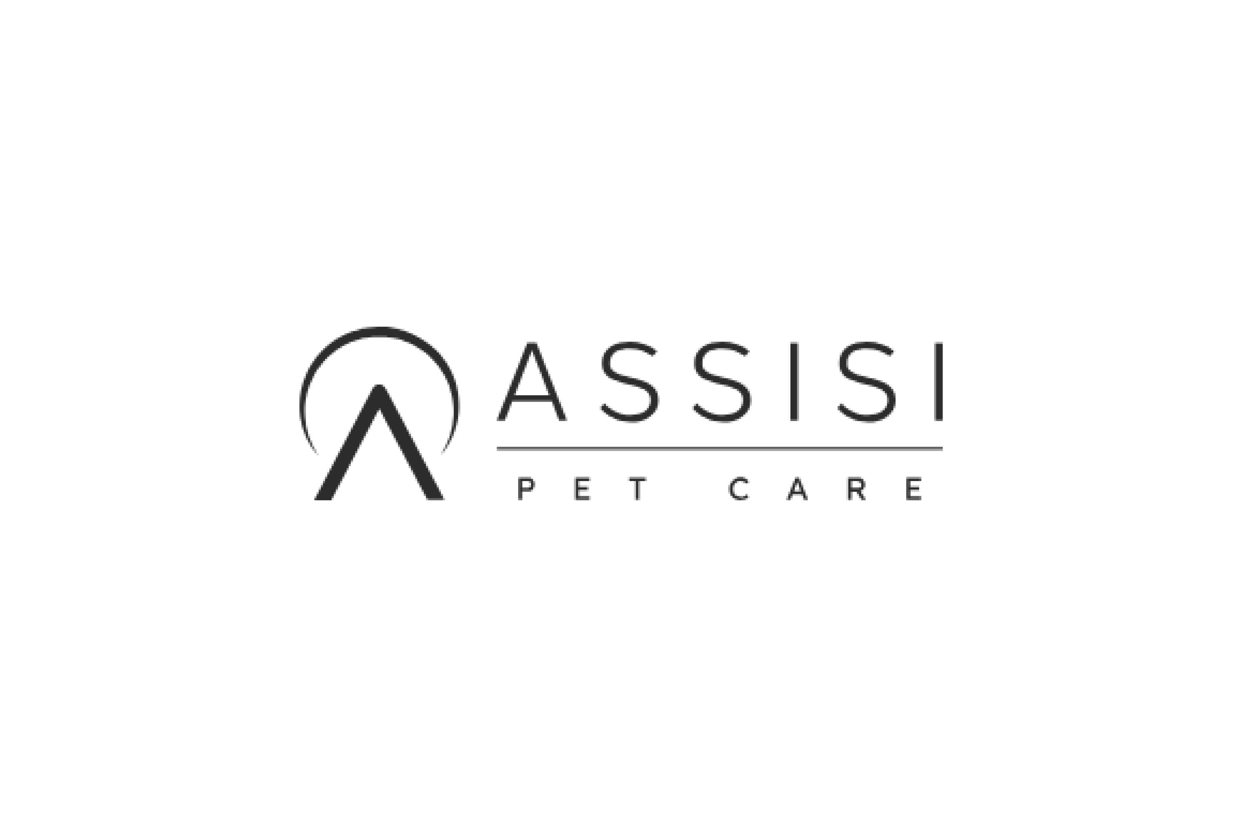 Assisi Pet Care logo with stylized letter A and text.