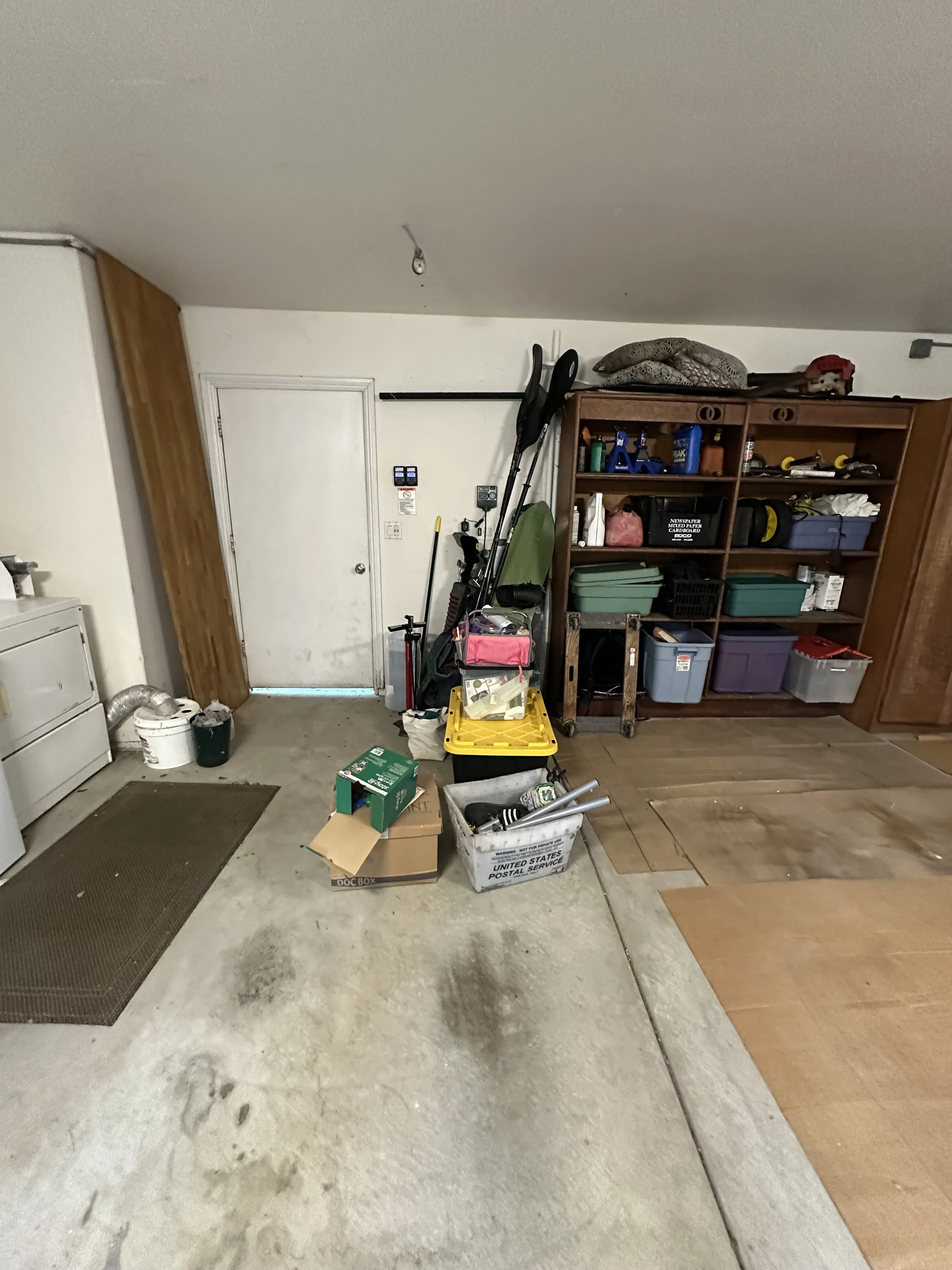 A small pile located in a customers garage.