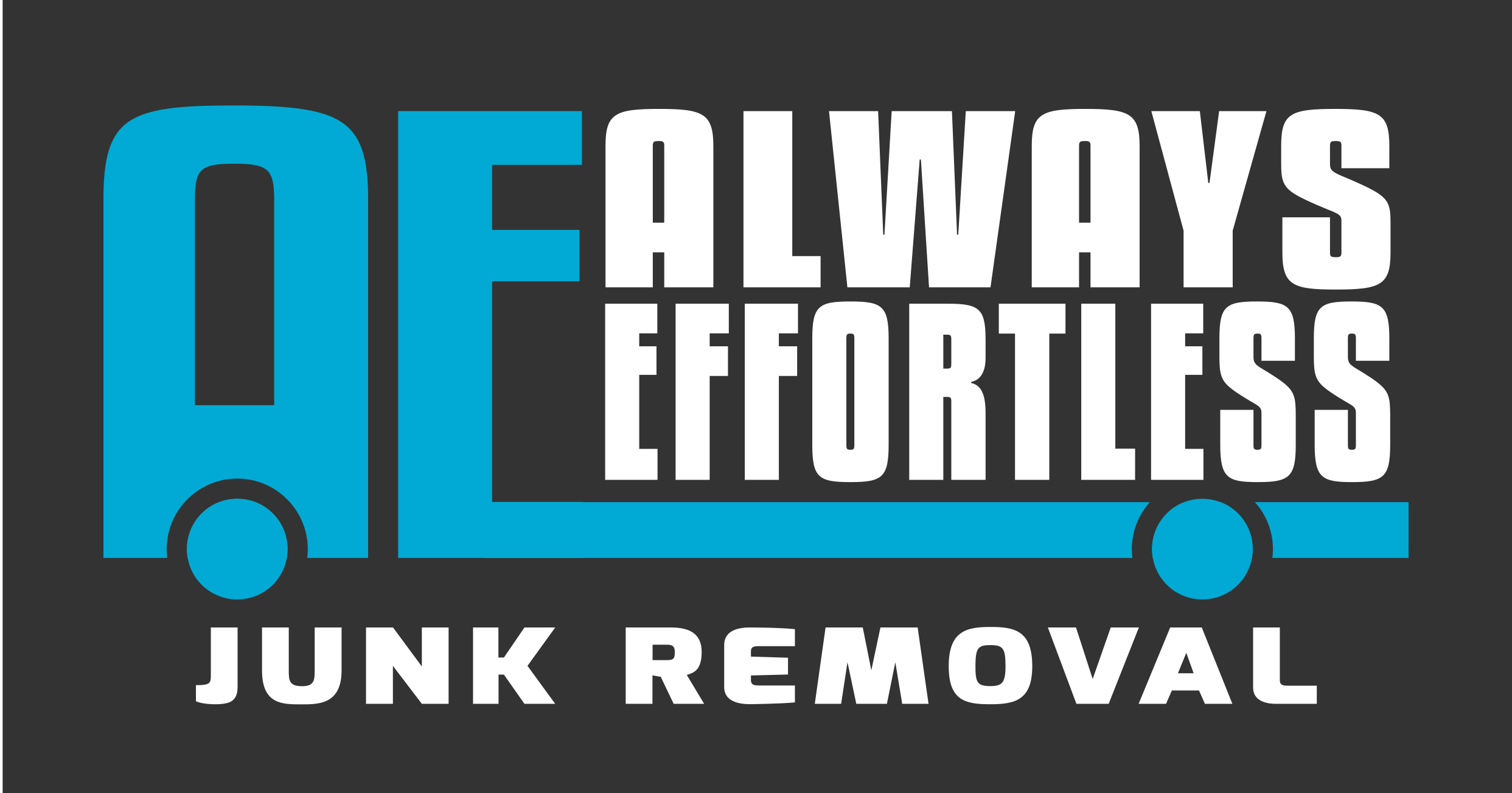 Logo with text 'Always Effortless Junk Removal' in blue and white.