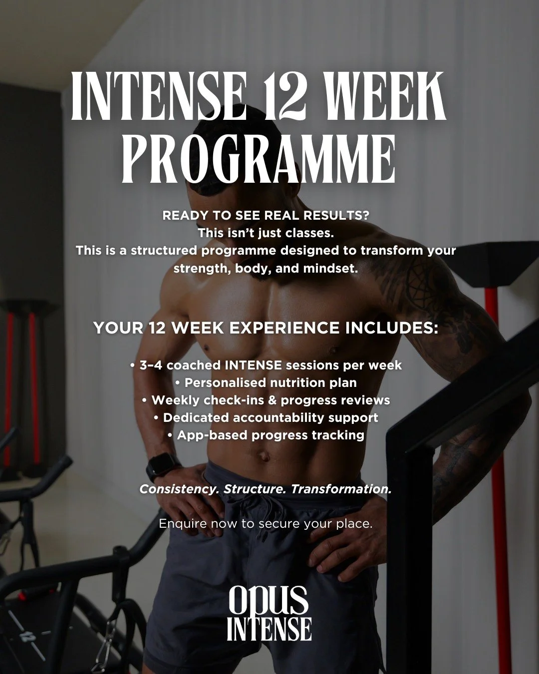 Ready to see real results? 🔥

Our 12 Week INTENSE Programme is designed for those who are done guessing and ready to commit.

This isn&rsquo;t just classes&hellip; it&rsquo;s a full transformation.

✔️ 3&ndash;4 INTENSE sessions per week
✔️ Full per