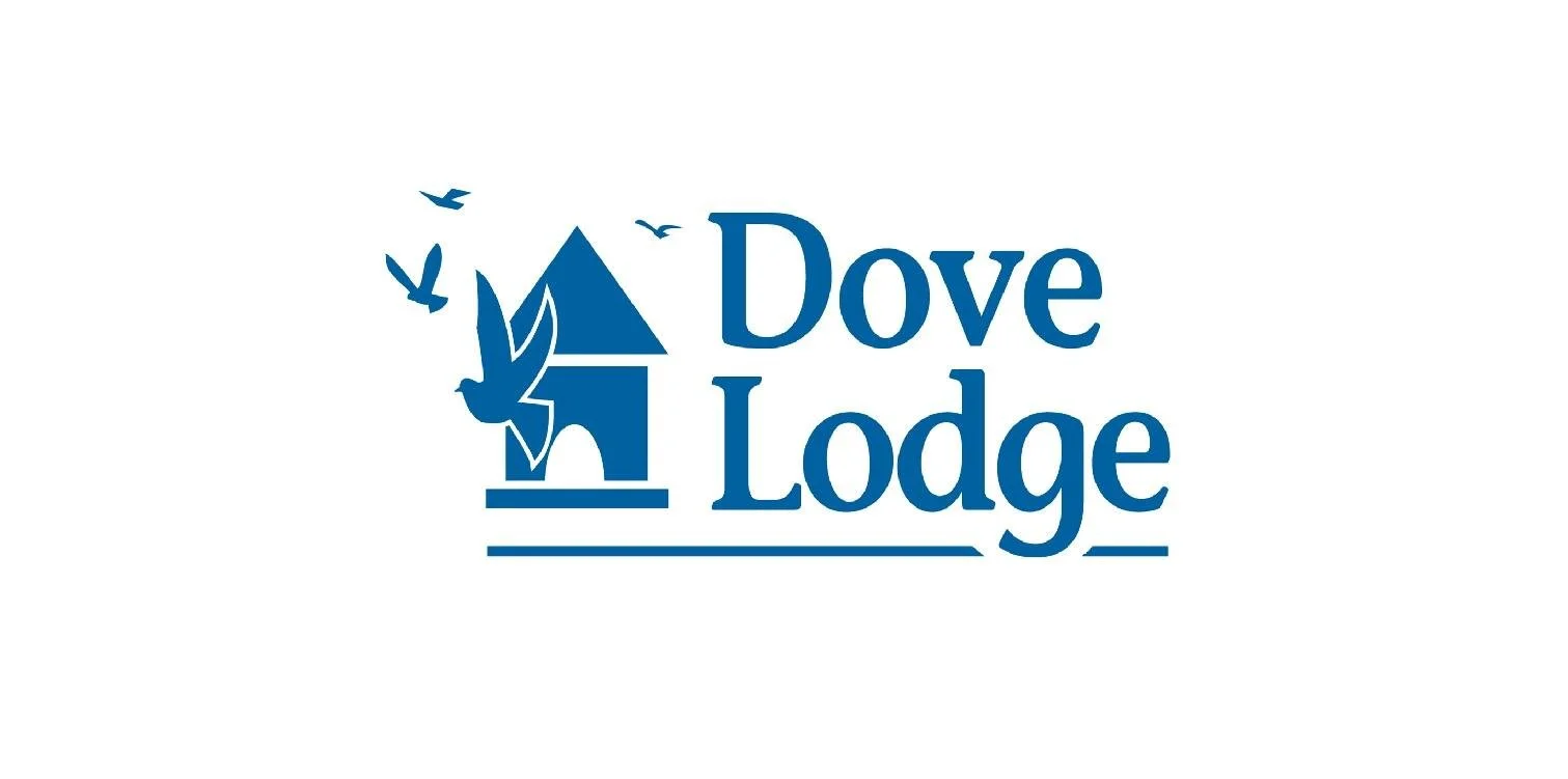 Dove Lodge logo, blue on white